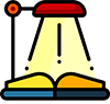 Image of a book under a light